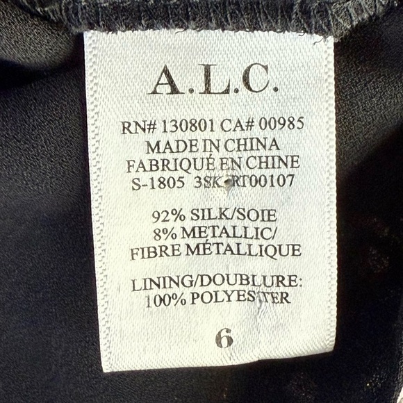 A.L.C. Silk Knee Length Skirt Floral Ruffled Accents Elasticized Waist Size 6 - Picture 8 of 11